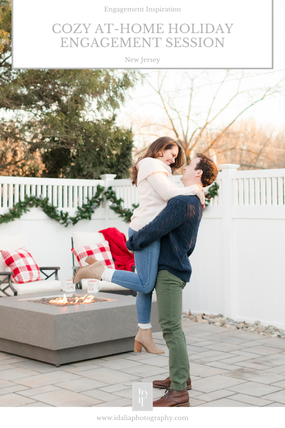 Cozy In-Home Holiday Engagement Session in New Jersey photographed by NJ wedding photographer Idalia Photography.