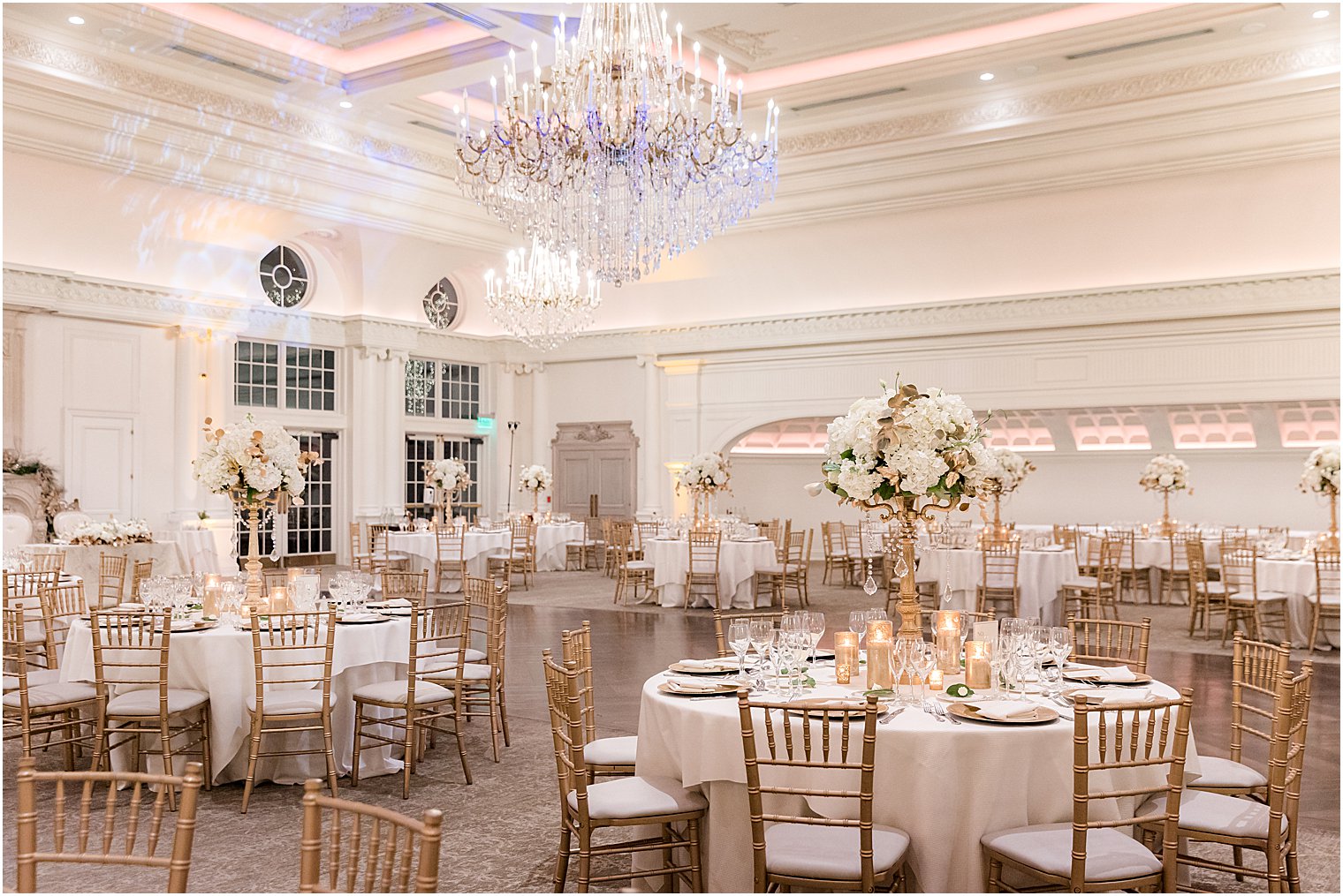 gold and ivory details for winter wedding reception at Park Chateau Estate