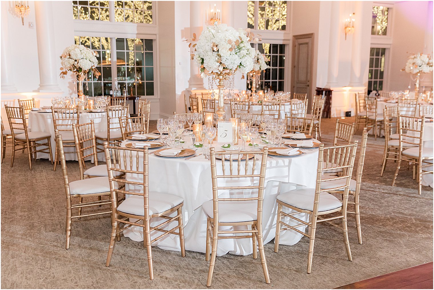 winter wedding reception with gold details at Park Chateau Estate