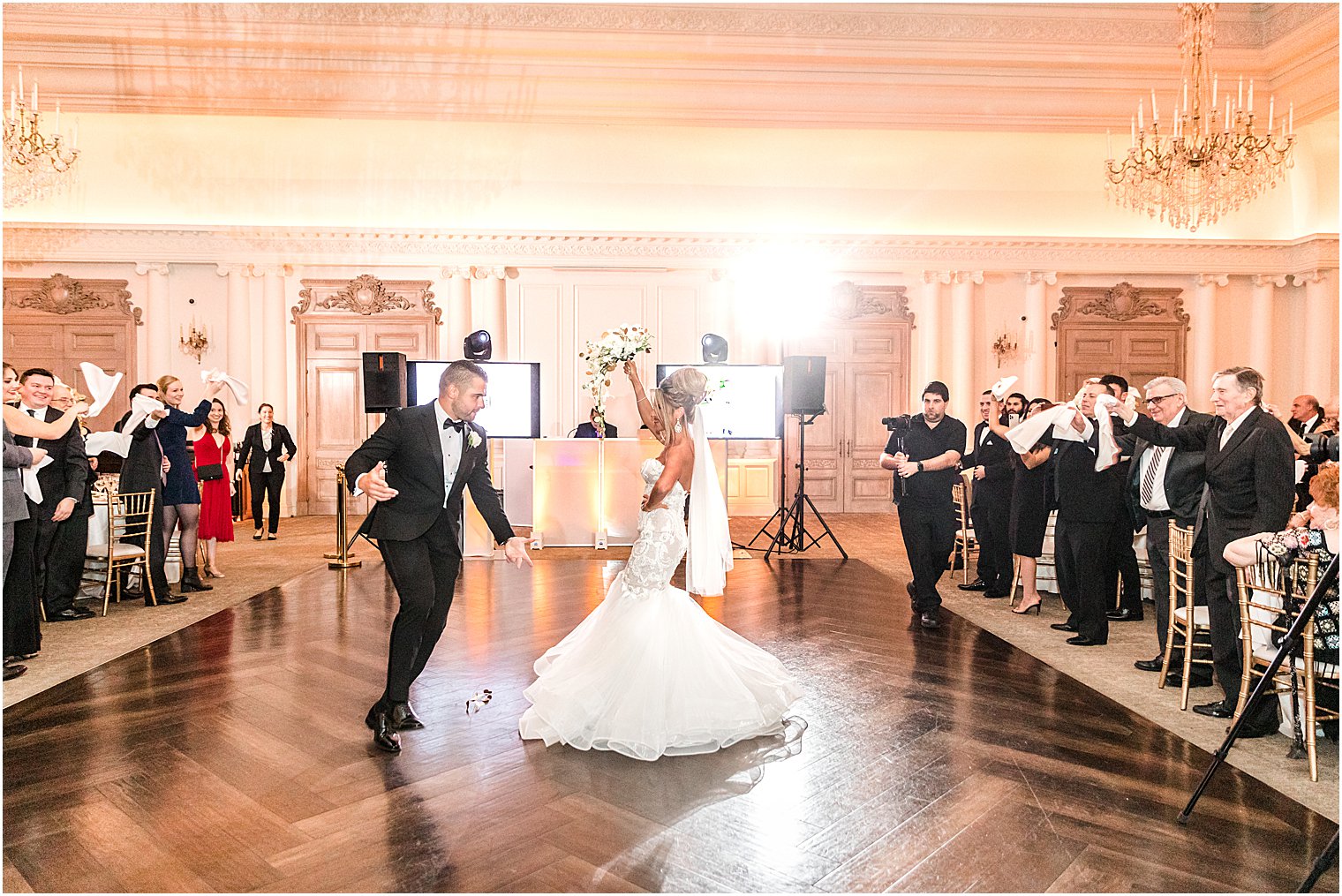 bride and groom dance during East Brunswick NJ wedding reception