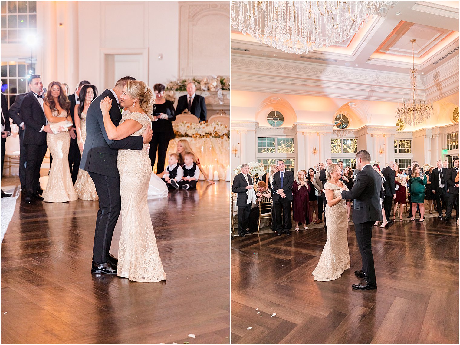 groom and mom dance together during East Brunswick NJ wedding reception