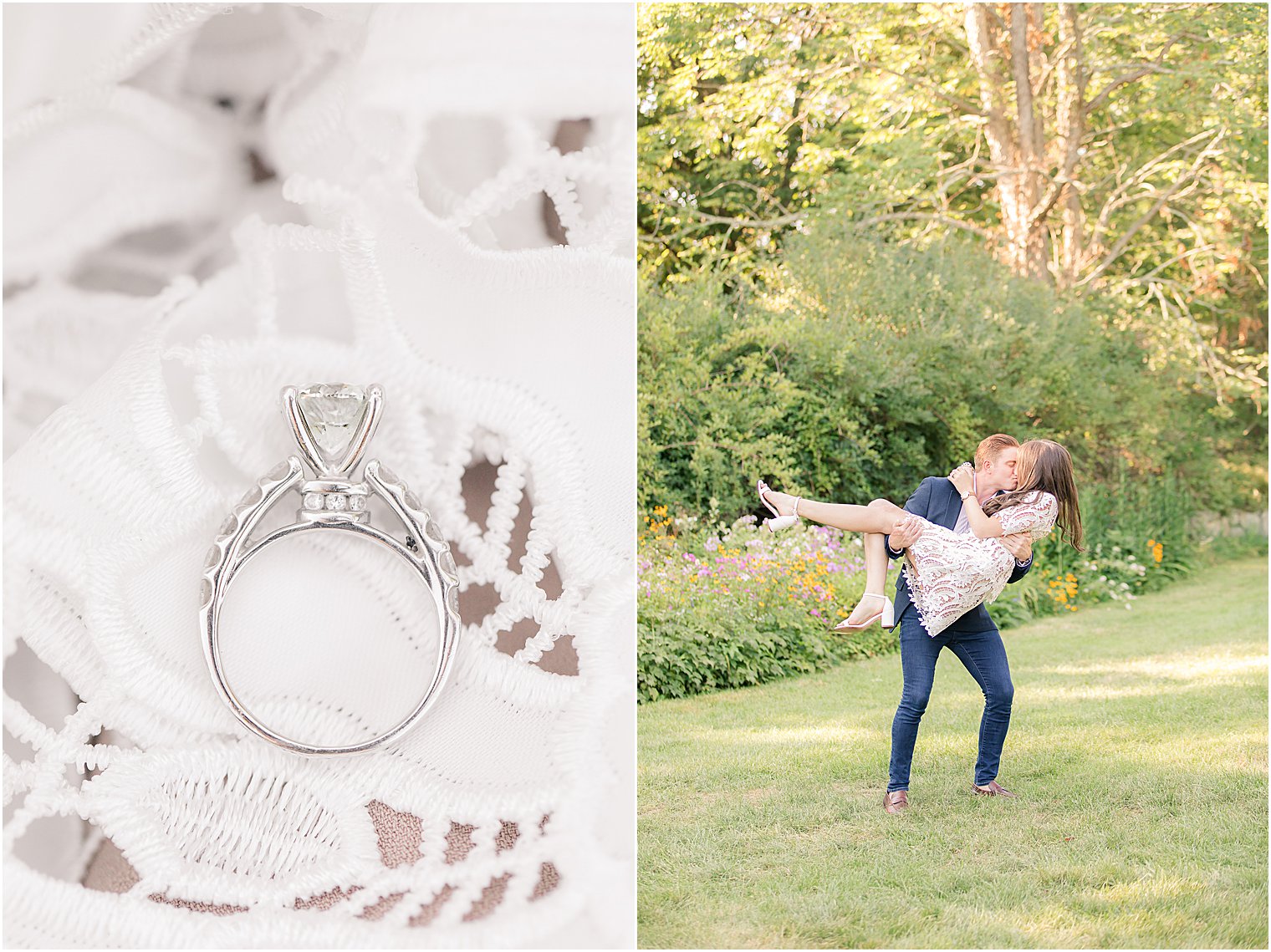 summer engagement portraits at Skylands Manor for engaged couple