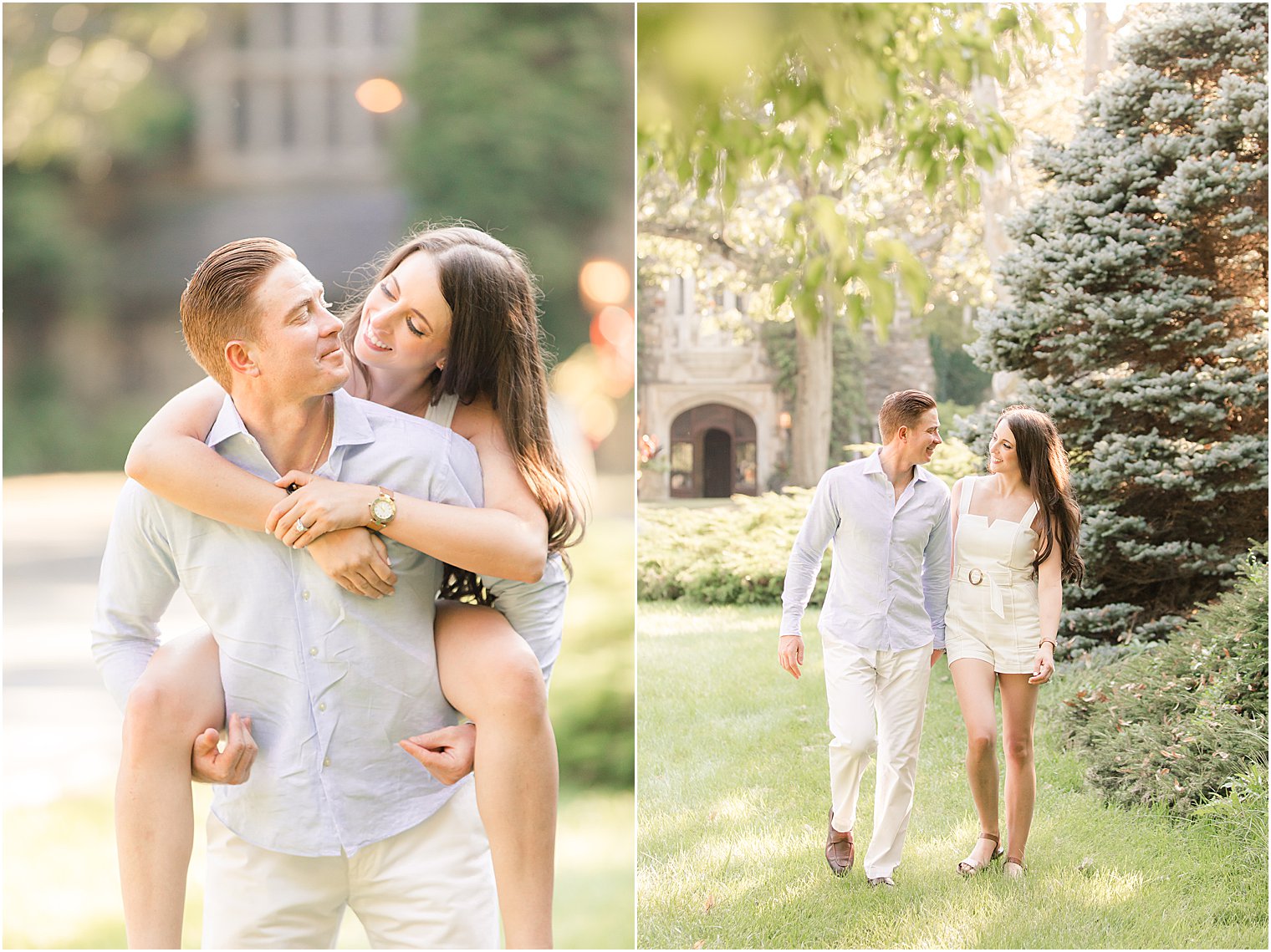 groom gives bride a piggy back ride in Ringwood NJ