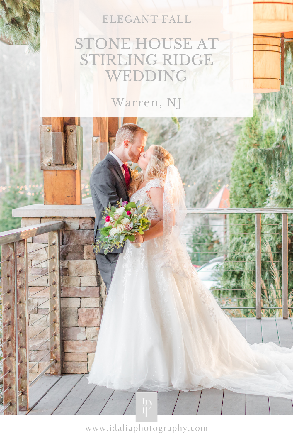 Stone House at Stirling Ridge Wedding with burgundy details in the fall photographed by NJ wedding photographer Idalia Photography