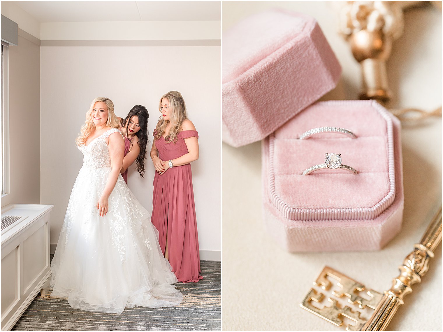 bride and bridesmaids prepare for NJ wedding day