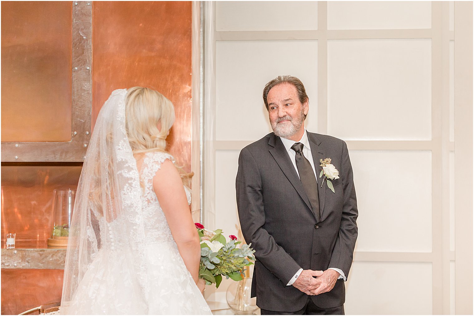 dad turns during first look to see daughter