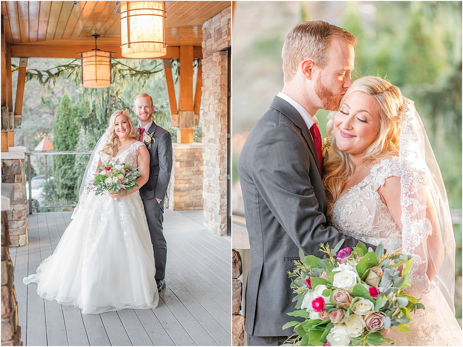 groom hugs bride during portraits at Stone House at Stirling Ridge