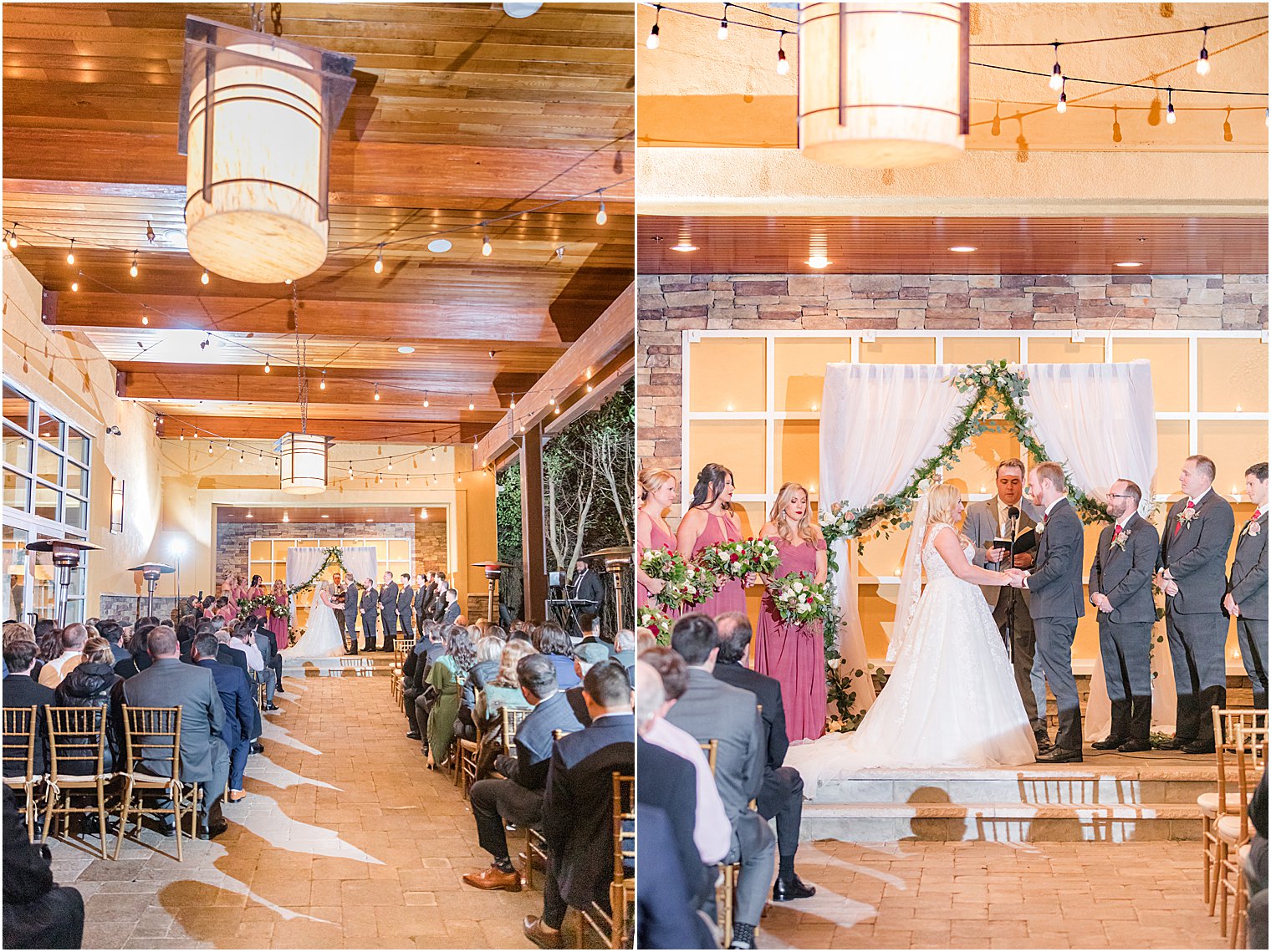 NJ wedding ceremony in the fall at the Stone House at Stirling Ridge