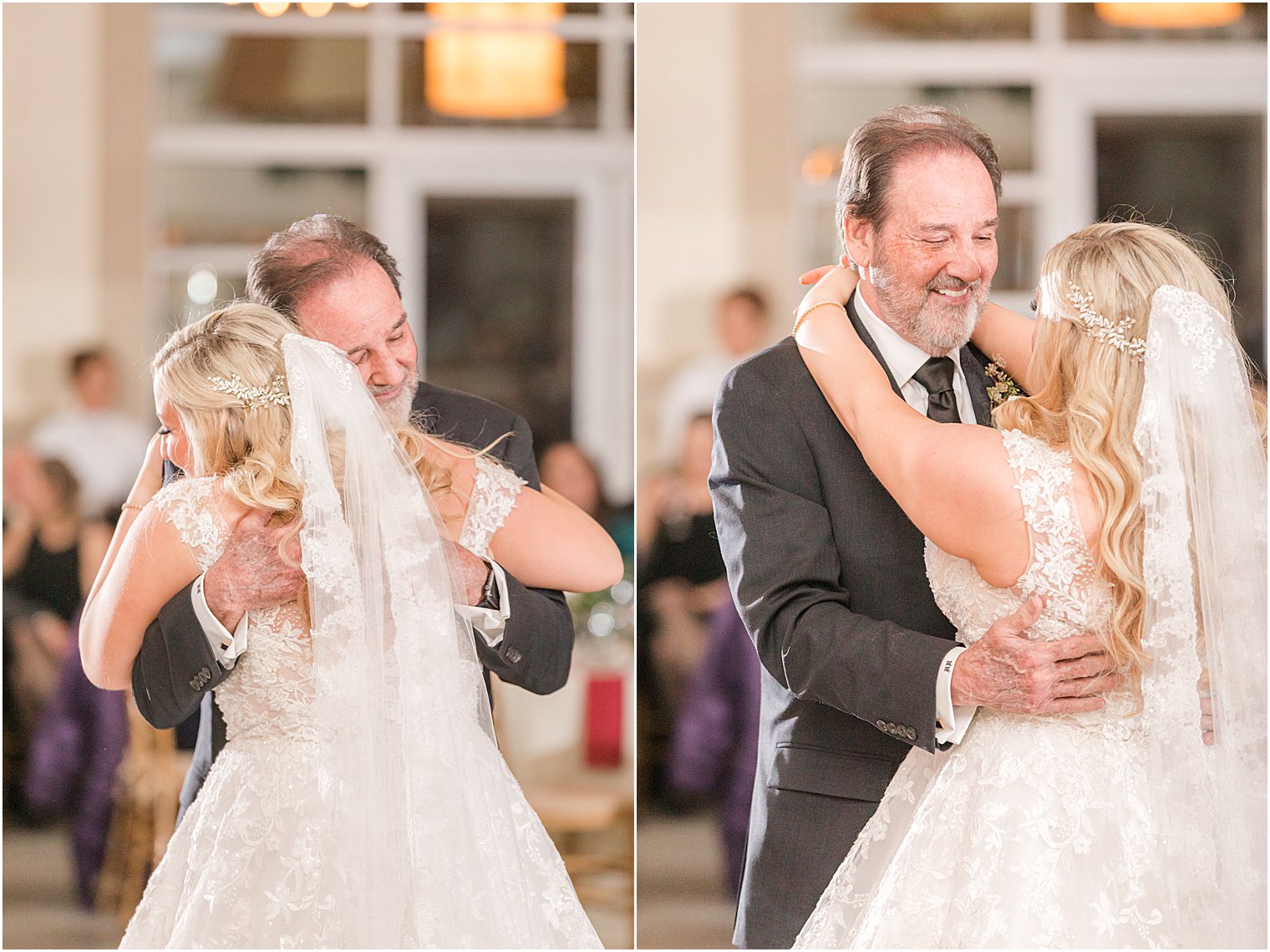 bride and dad dance during wedding reception 