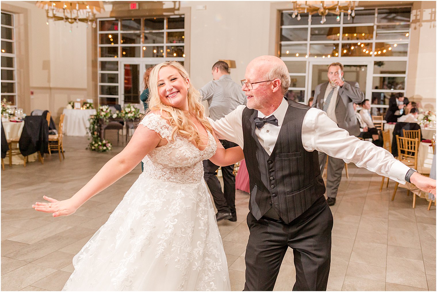 bride dances with dad during Warren NJ wedding reception