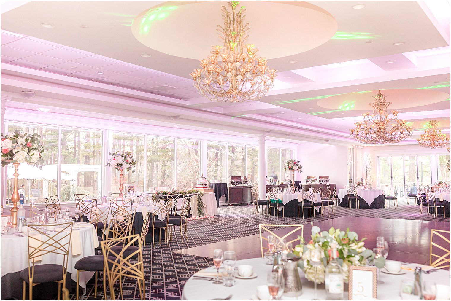 elegant wedding reception ballroom at the Estate at Farrington Lake