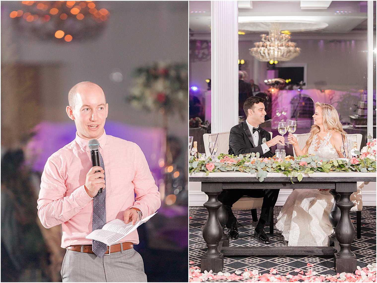 best man gives speech during wedding reception at the Estate at Farrington Lake