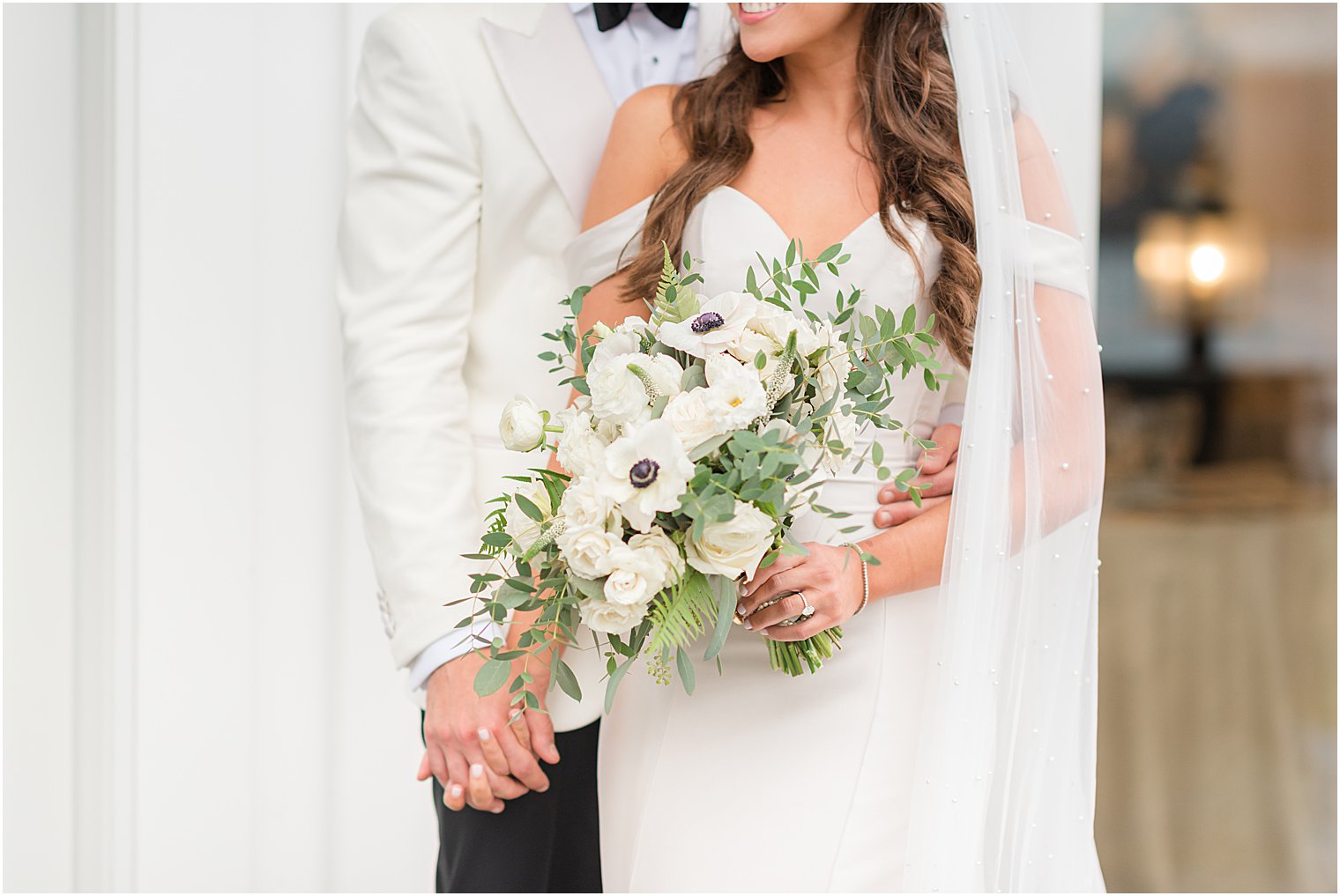 close up of bride's bouquet for winter wedding at Indian Trail Club