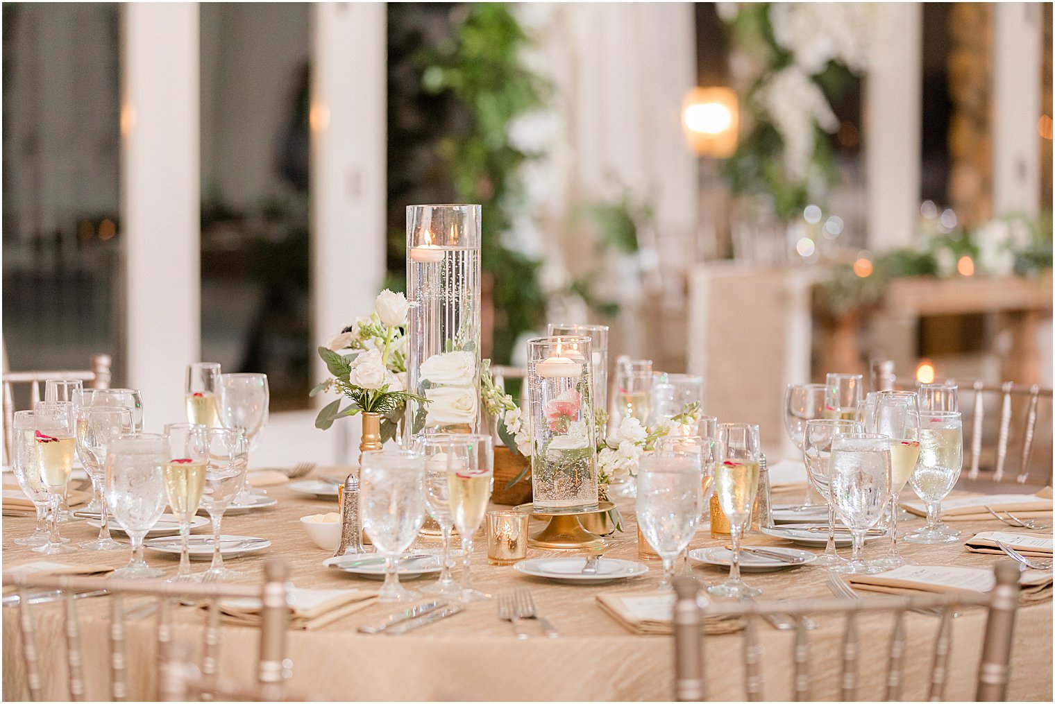 wedding centerpieces with floating candles for winter reception