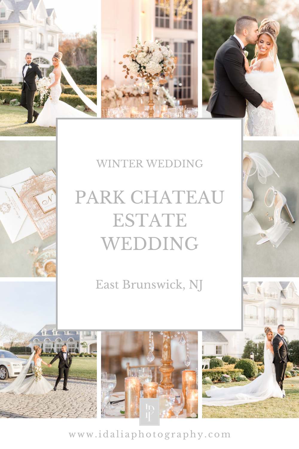 Romantic winter Park Chateau Estate Wedding in New Jersey photographed by NJ wedding photographer Idalia Photography