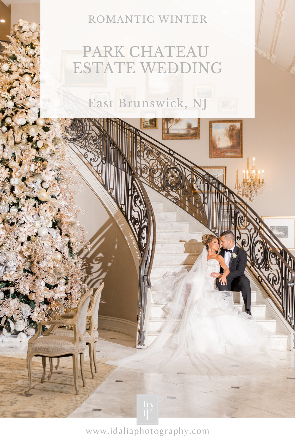 Romantic winter Park Chateau Estate Wedding in New Jersey photographed by NJ wedding photographer Idalia Photography