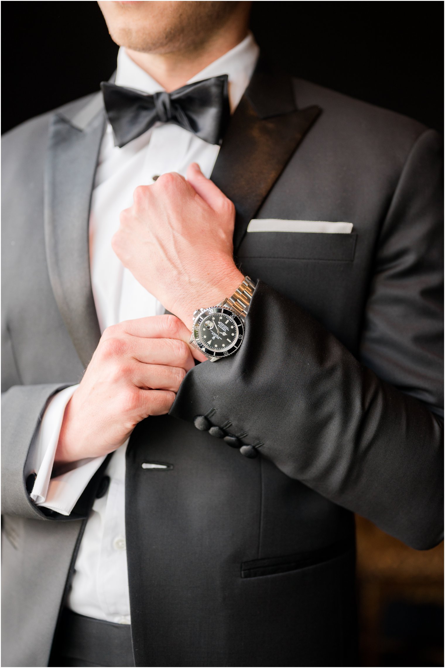 groom shows off new watch on wedding day in East Brunswick NJ 
