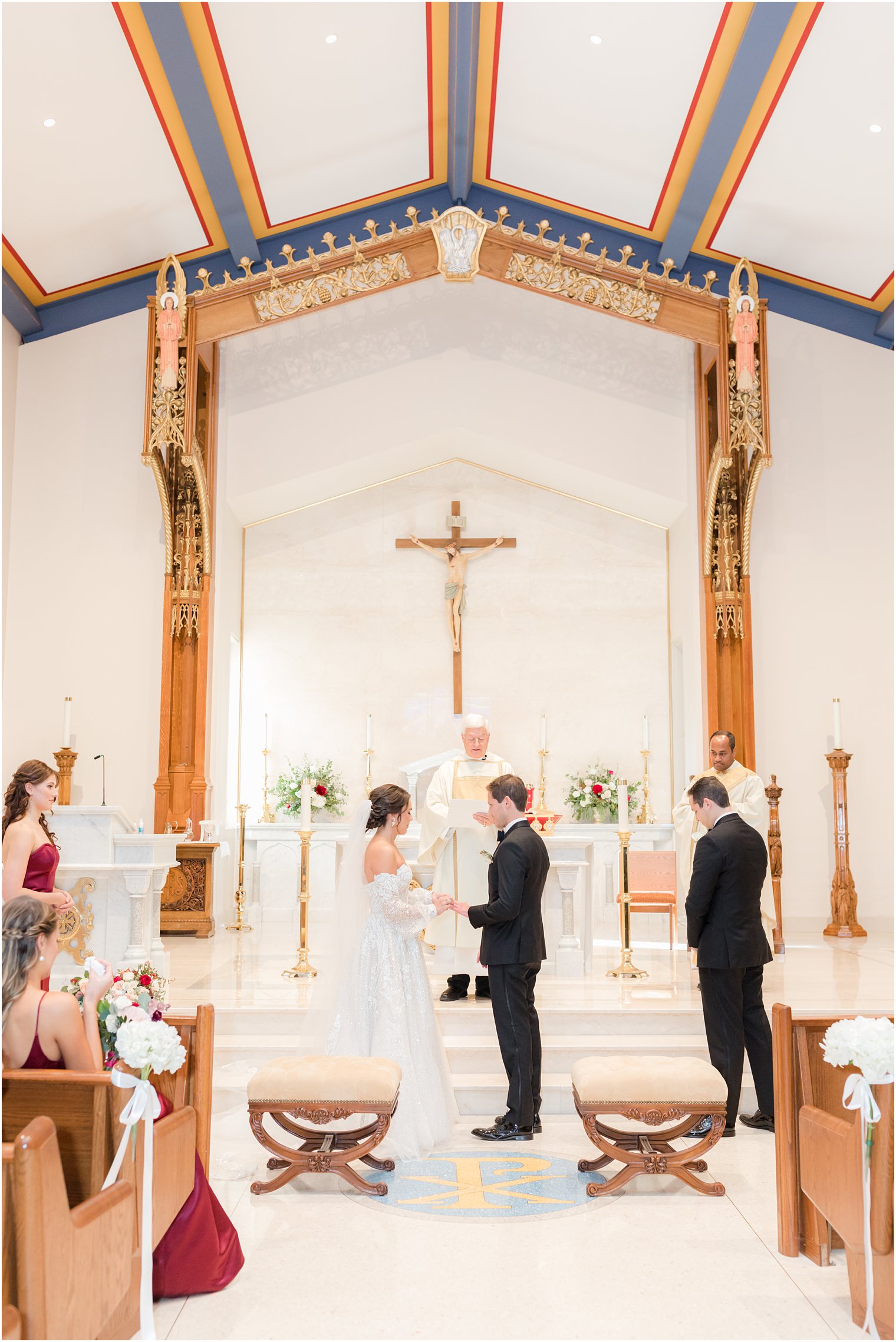 bride and groom exchange vows during NJ church wedding ceremony
