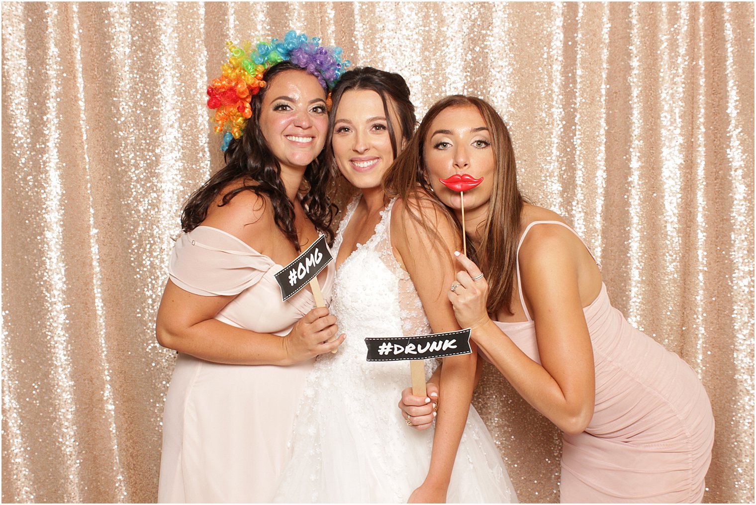 Indian Trail Club photo booth with bride and bridesmaids