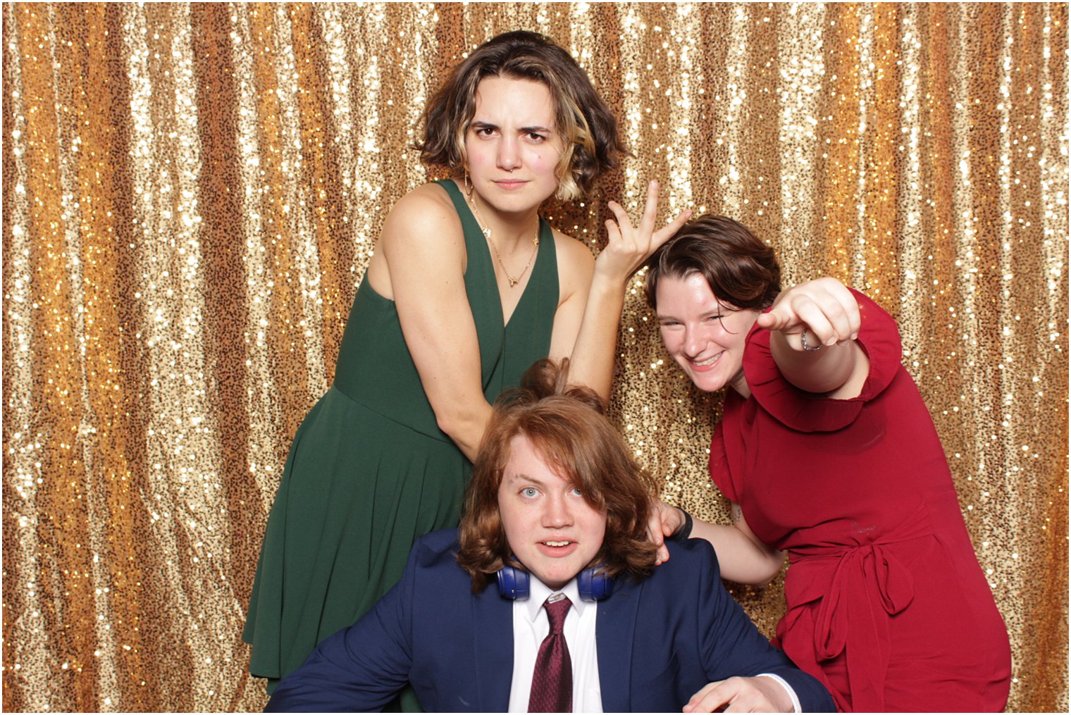 teenagers pose during NJ wedding reception