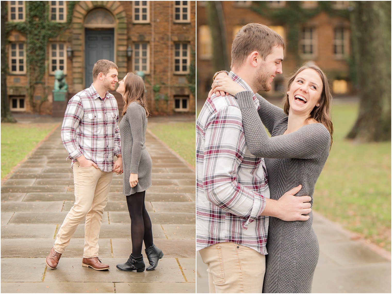 rainy engagement session in Princeton NJ