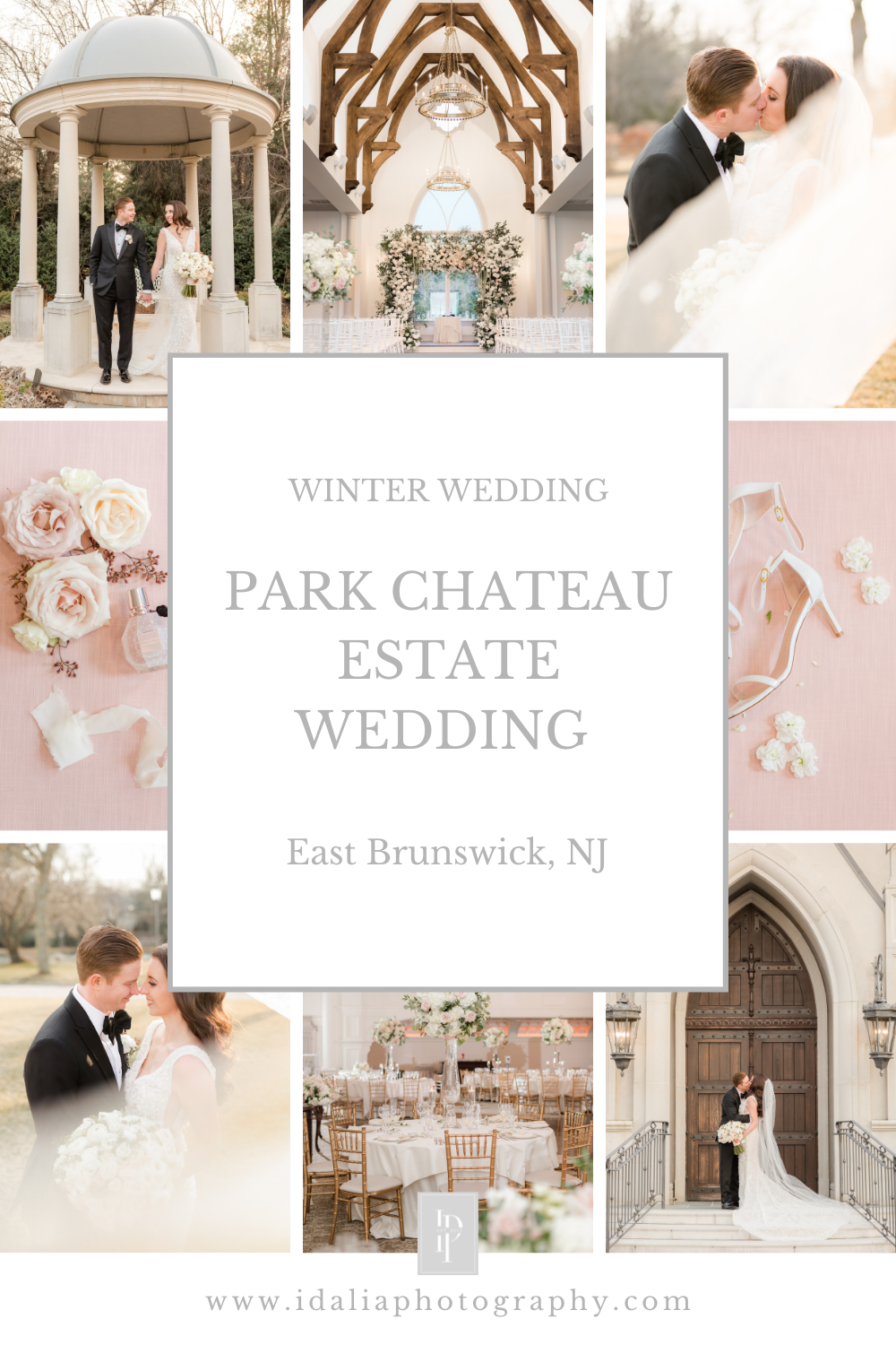 Park Chateau winter wedding with pastel details in East Brunswick NJ photographed by Idalia Photography, New Jersey wedding photographer
