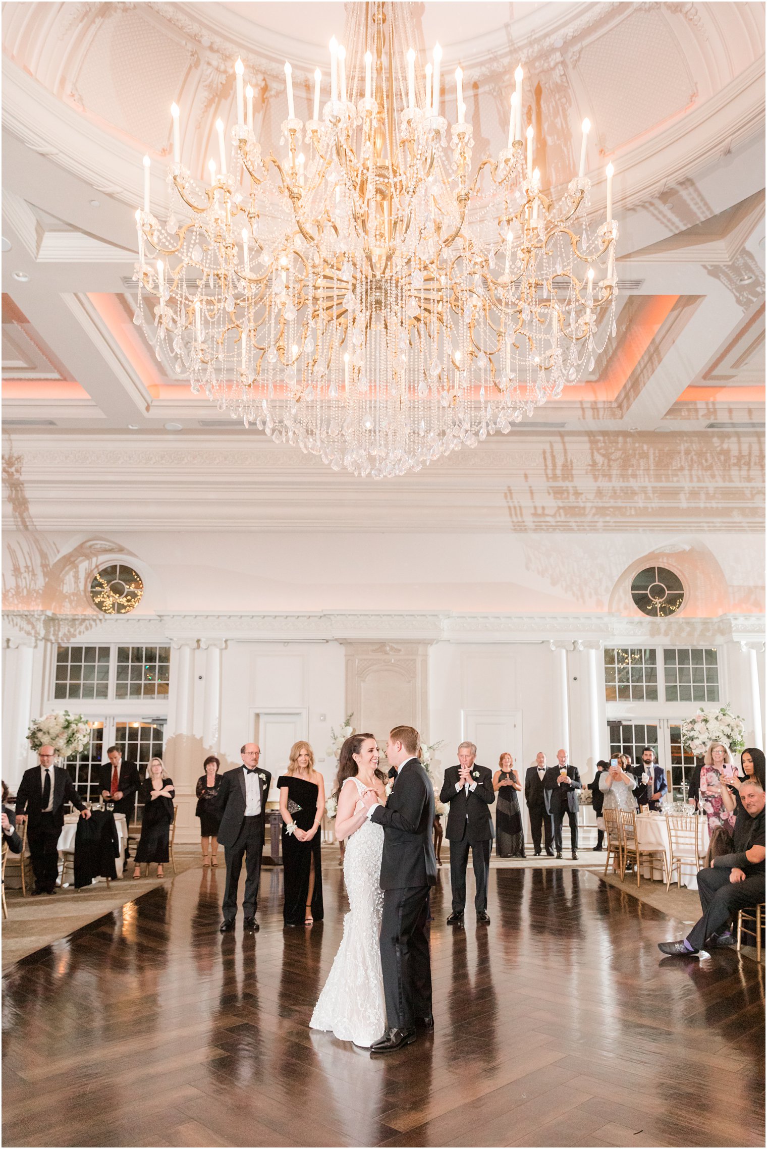 newlyweds dance together during East Brunswick NJ wedding reception 