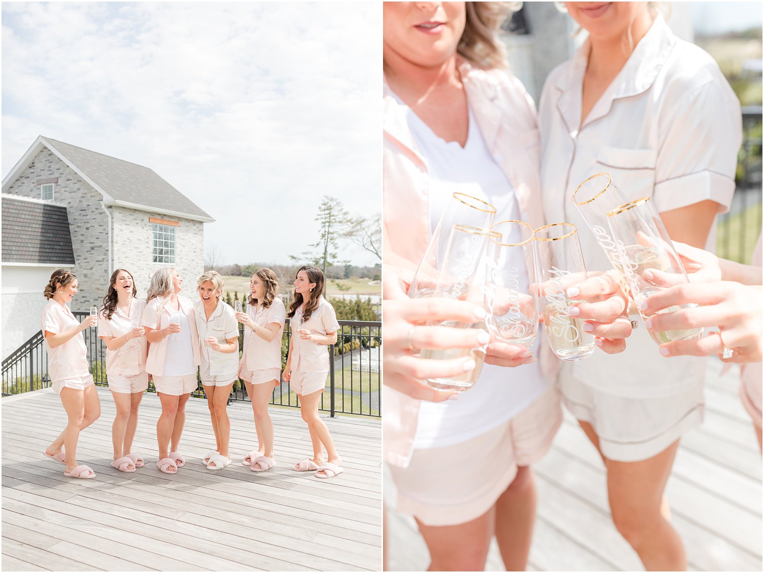 bridesmaids toasting at Renault Winery in Egg Harbor Twp NJ