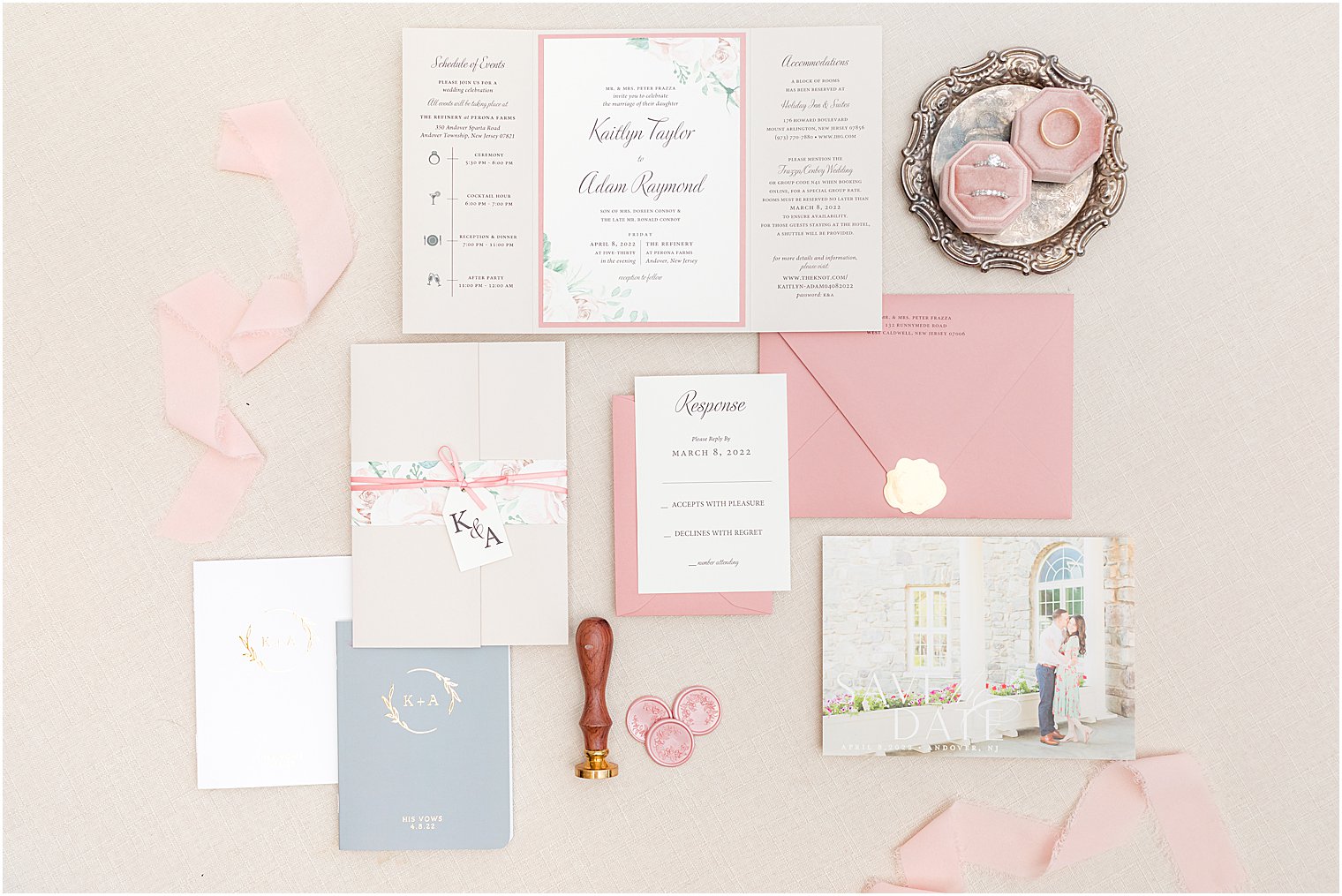 pink and white invitation suite from Art Paper Scissors