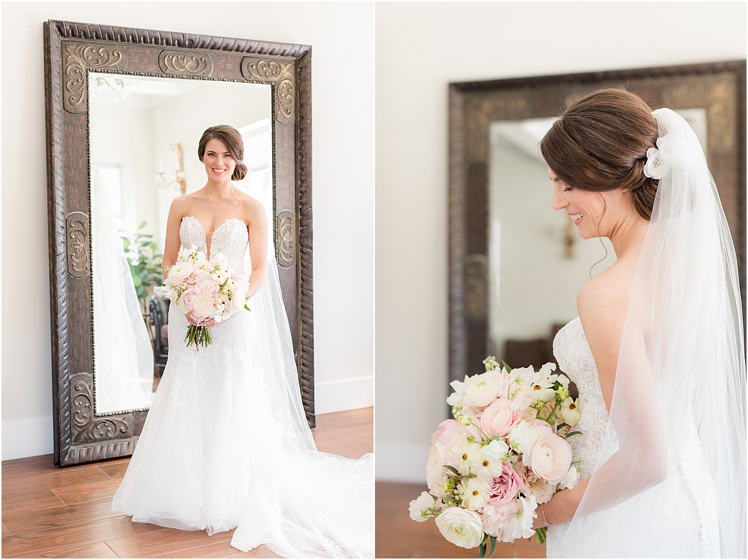 The Refinery at Perona Farms bridal portraits by mirror