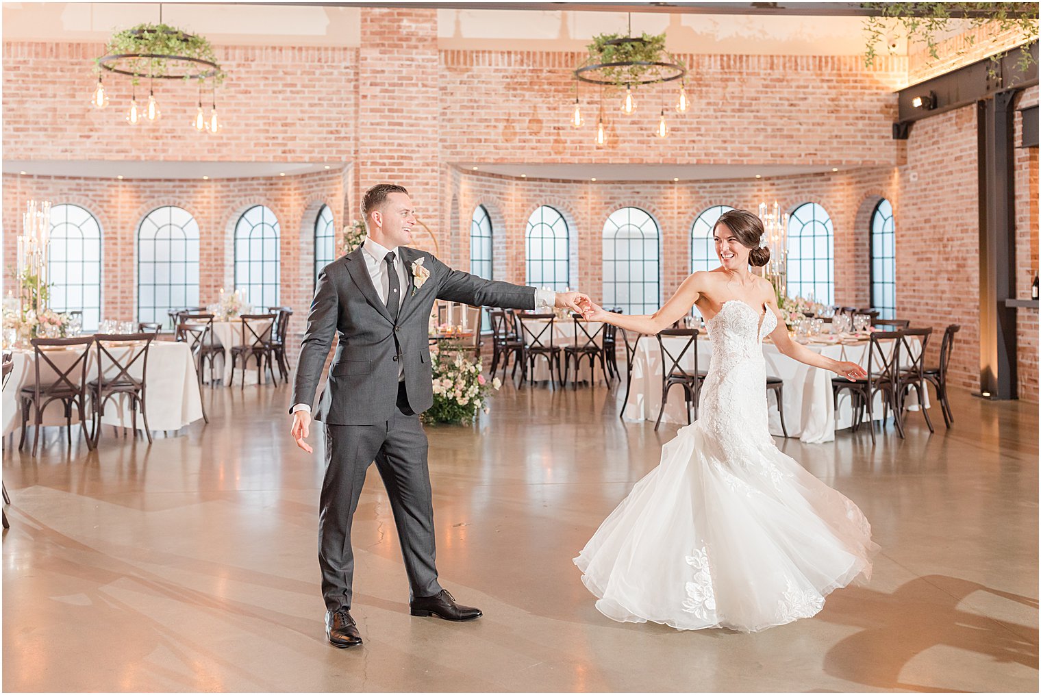 bride and groom dance at The Refinery at Perona Farms reception