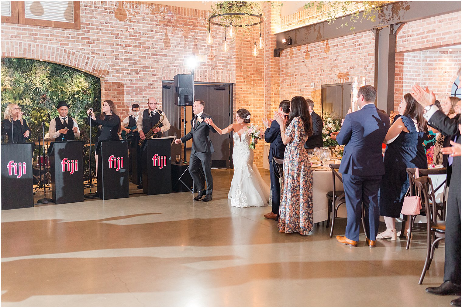 newlyweds enter wedding reception in Andover NJ