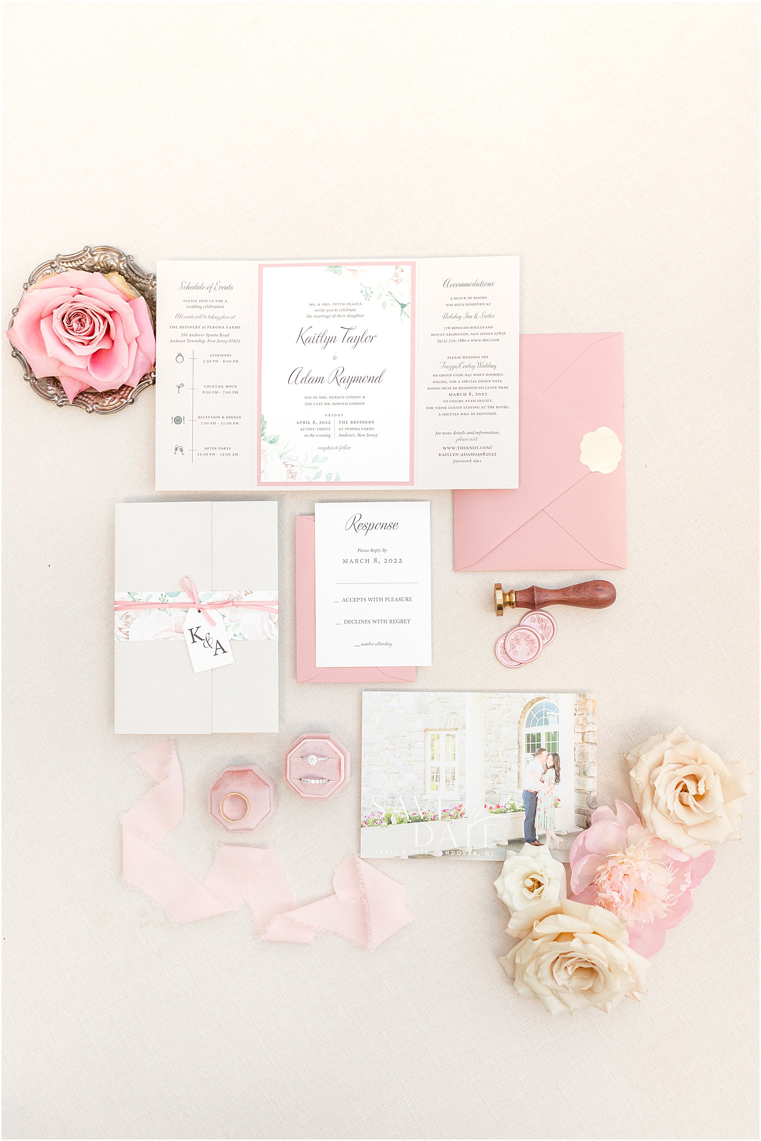 pink and white invitation suite by Art Paper Scissors 