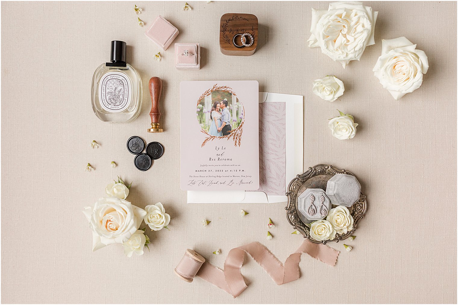 pale pink invitation suite for spring wedding