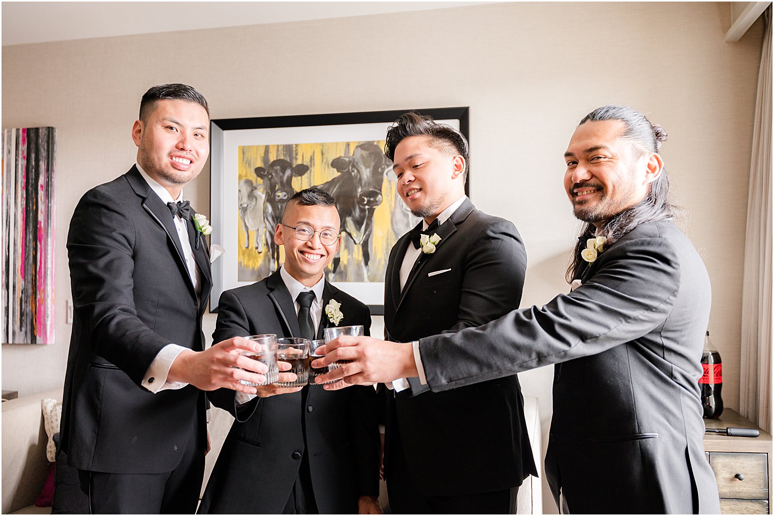 groomsmen toast during prep