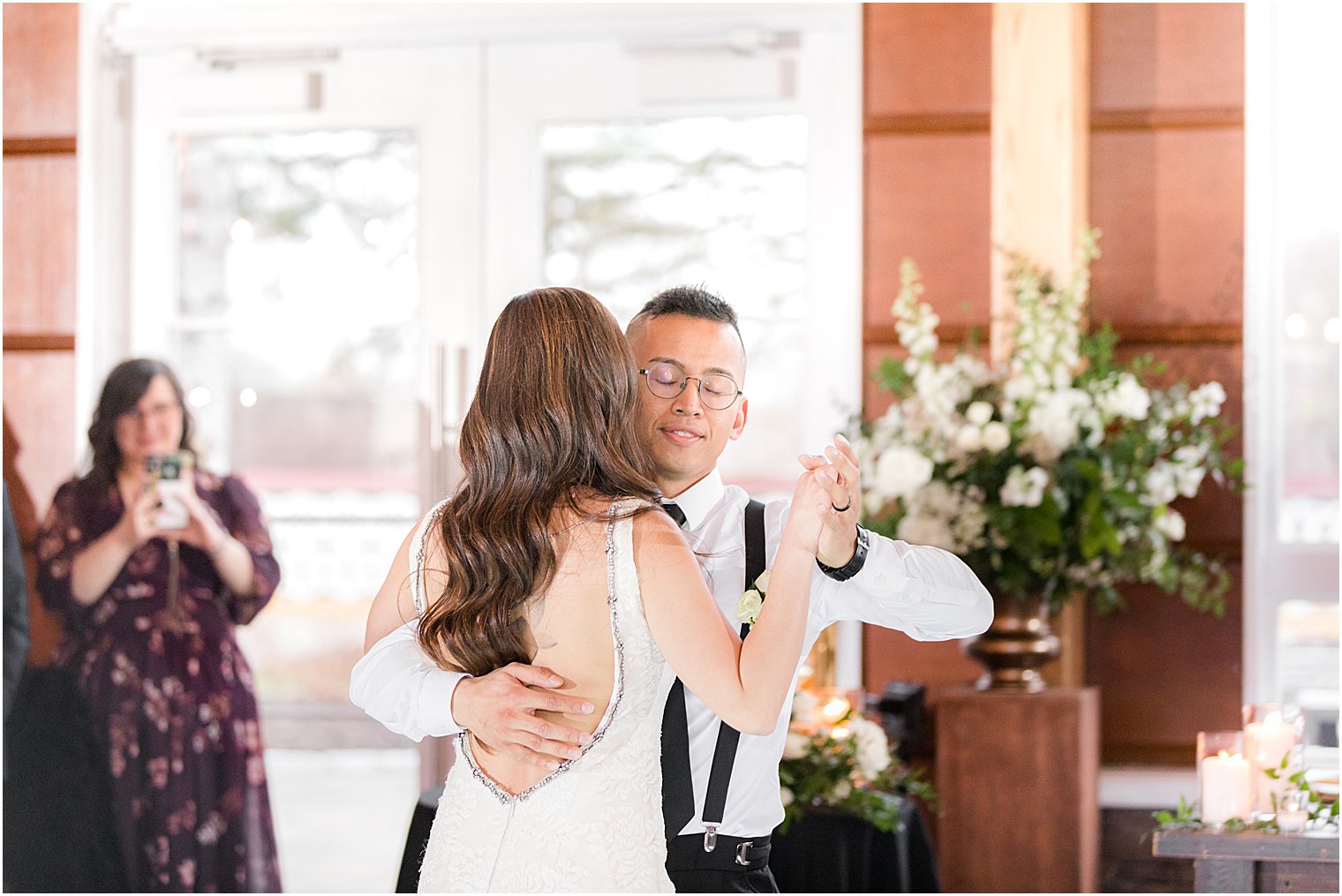 bride and groom have first dance during NJ wedding reception