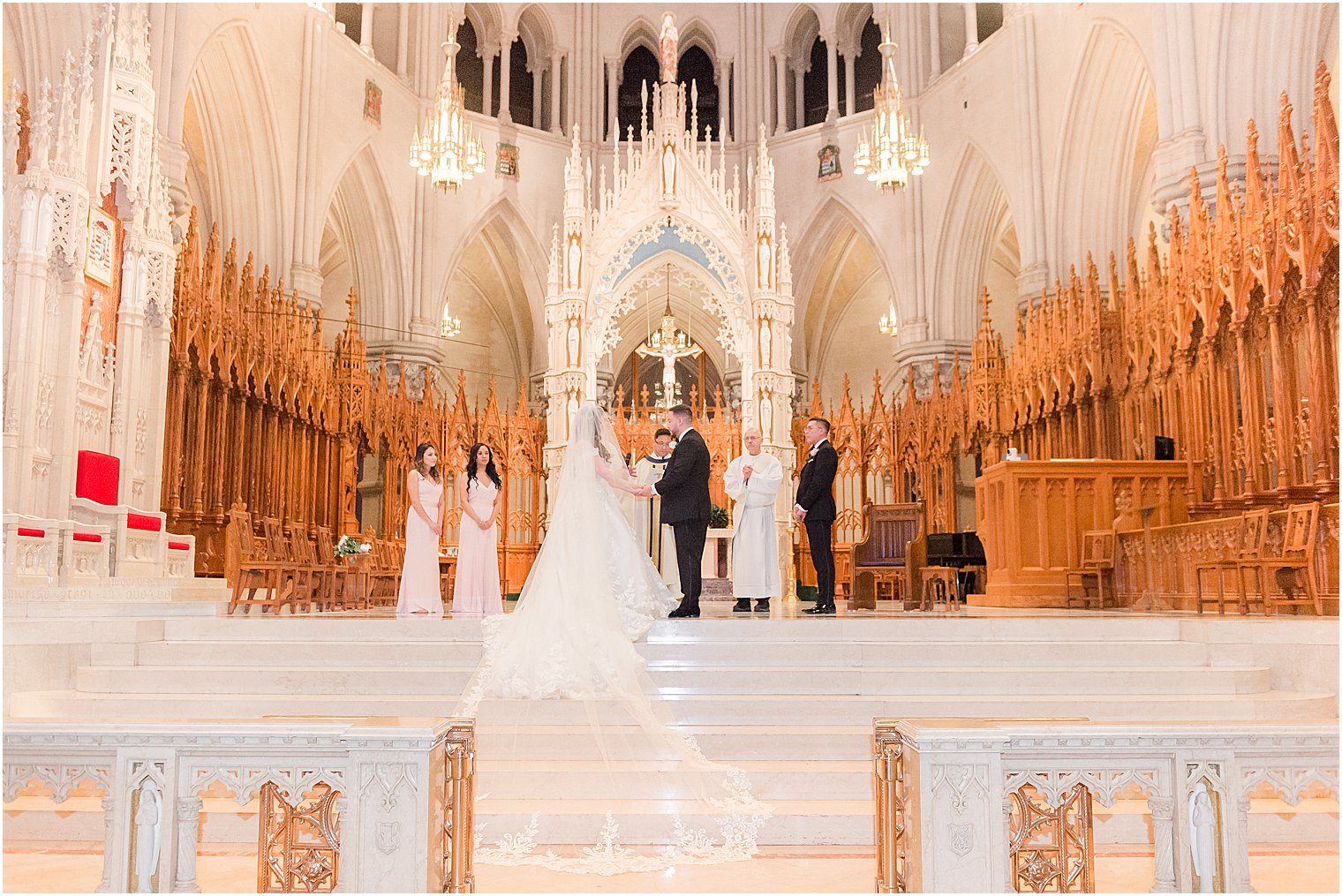 Catholic wedding ceremony at Cathedral Basilica of the Sacred Heart