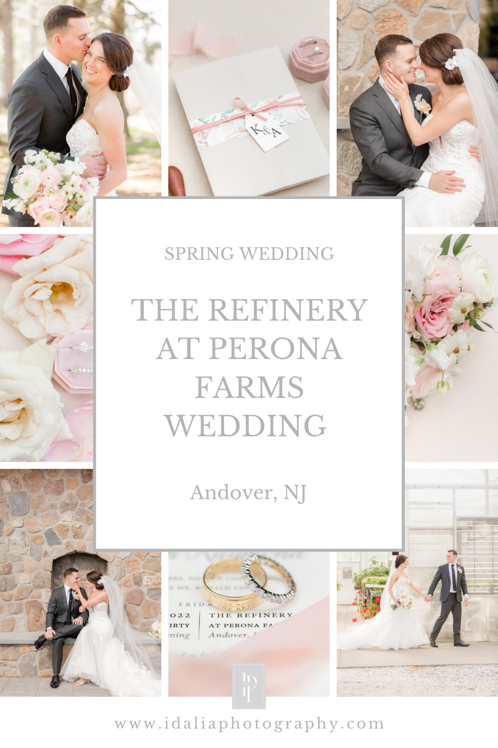 The Refinery at Perona Farms wedding with industrial vibe and spring color palette photographed by NJ wedding photographer Idalia Photography