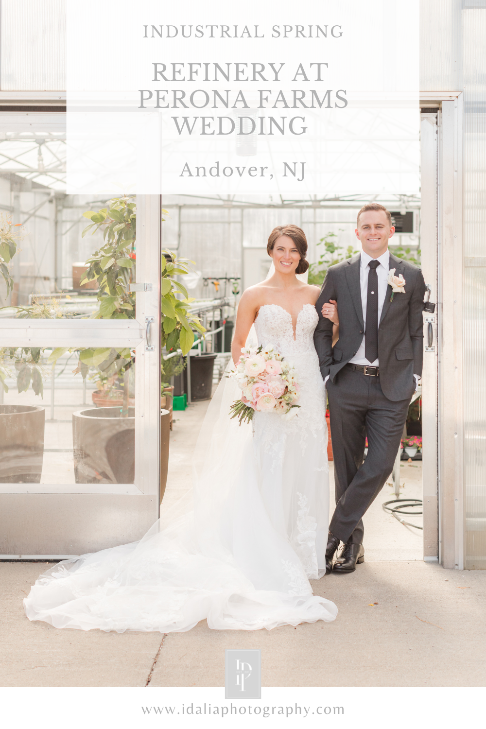 The Refinery at Perona Farms wedding with industrial vibe and spring color palette photographed by NJ wedding photographer Idalia Photography