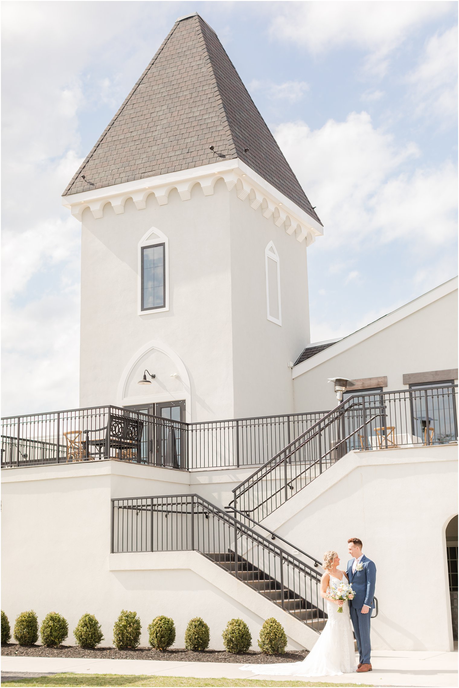 bride and groom formal portraits at Renault Winery in Egg Harbor Township, NJ