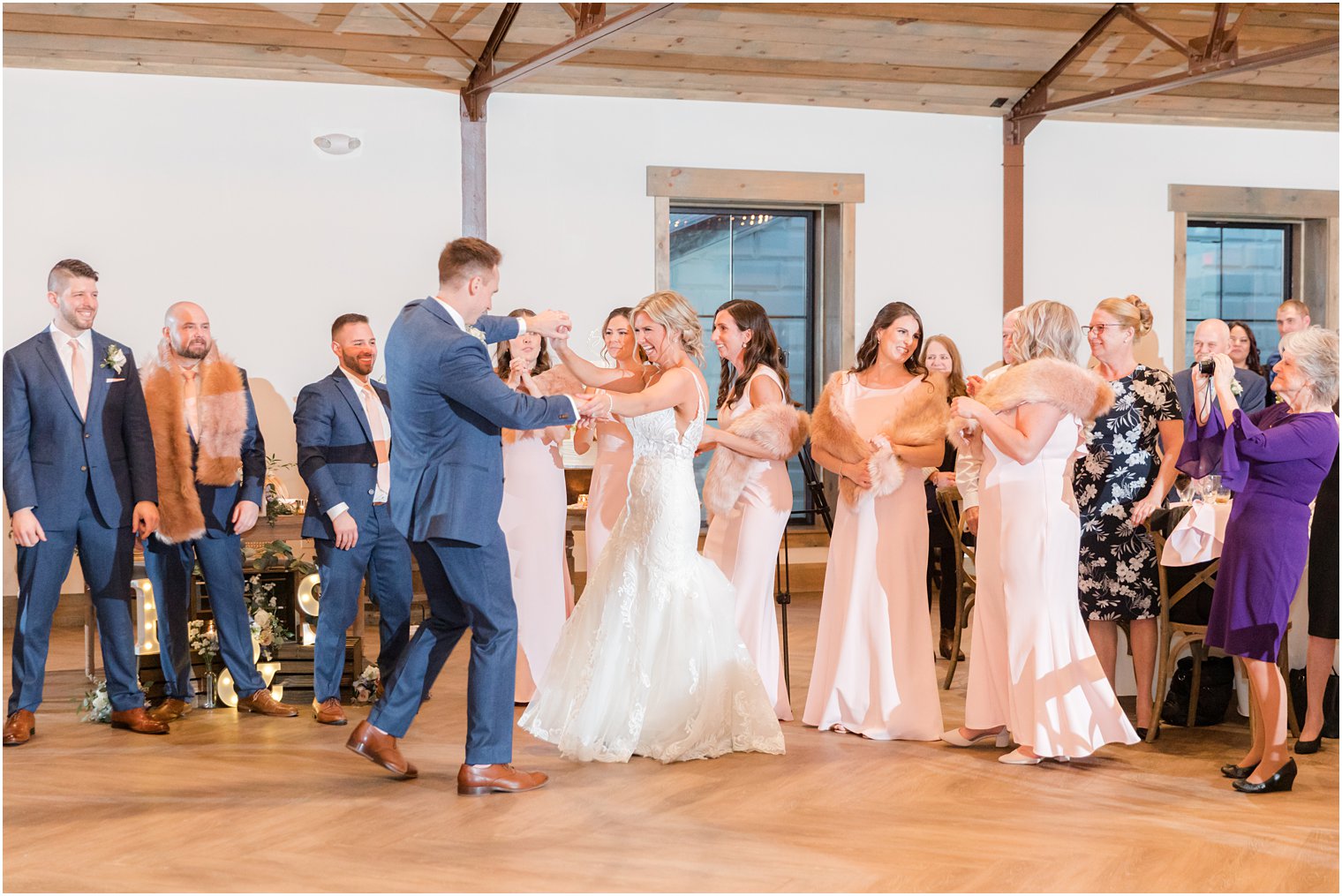 rustic wedding reception in Vineyard Ballroom at Renault Winery South Jersey Venue in Egg Harbor Township NJ