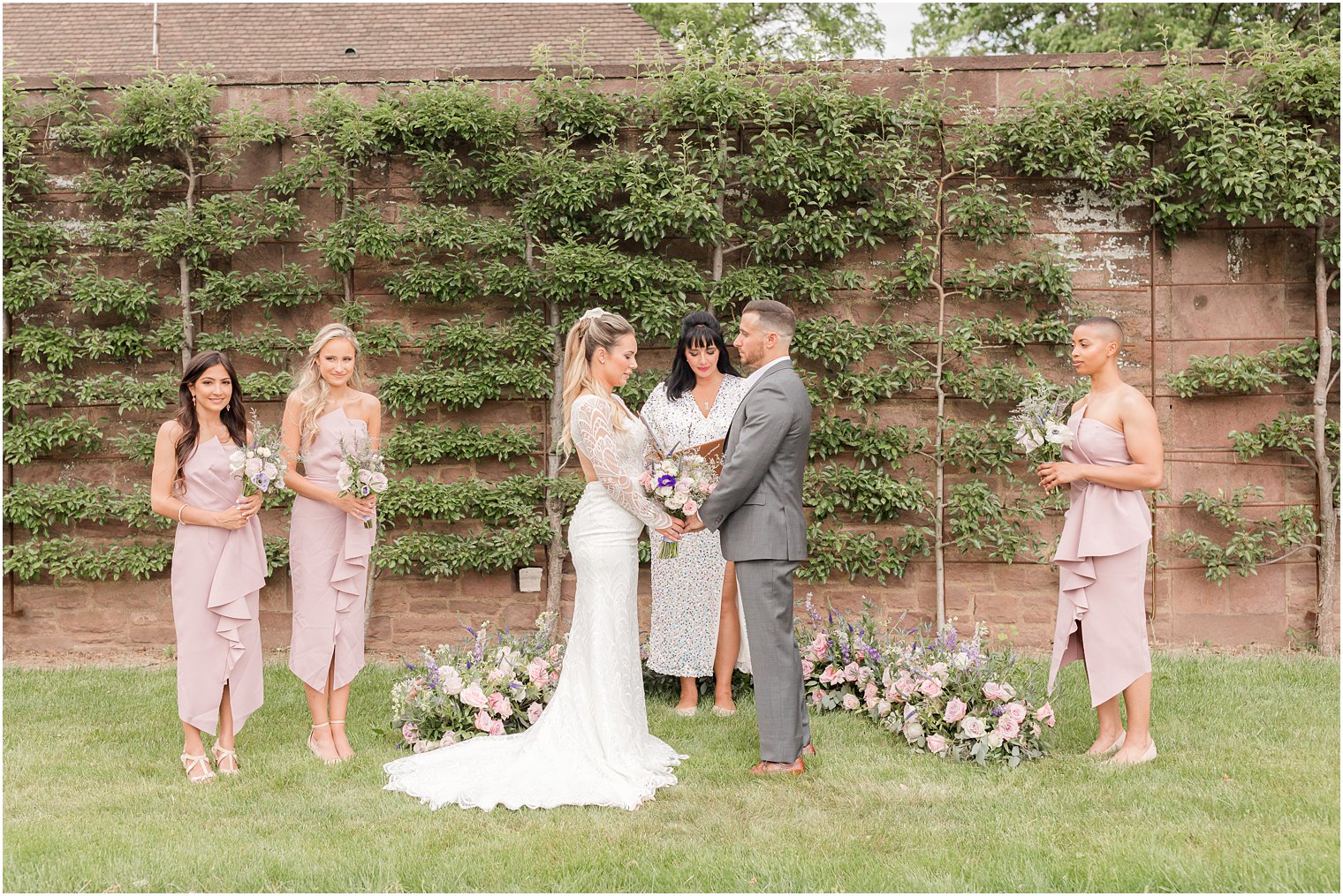 bride recites vows during Croatian inspired minimony in garden at Tyler Gardens