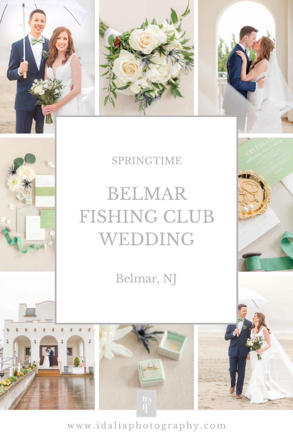 Belmar Fishing Club wedding day with foggy beach portraits in Belmar, NJ photographed by New Jersey wedding photographer Idalia Photography
