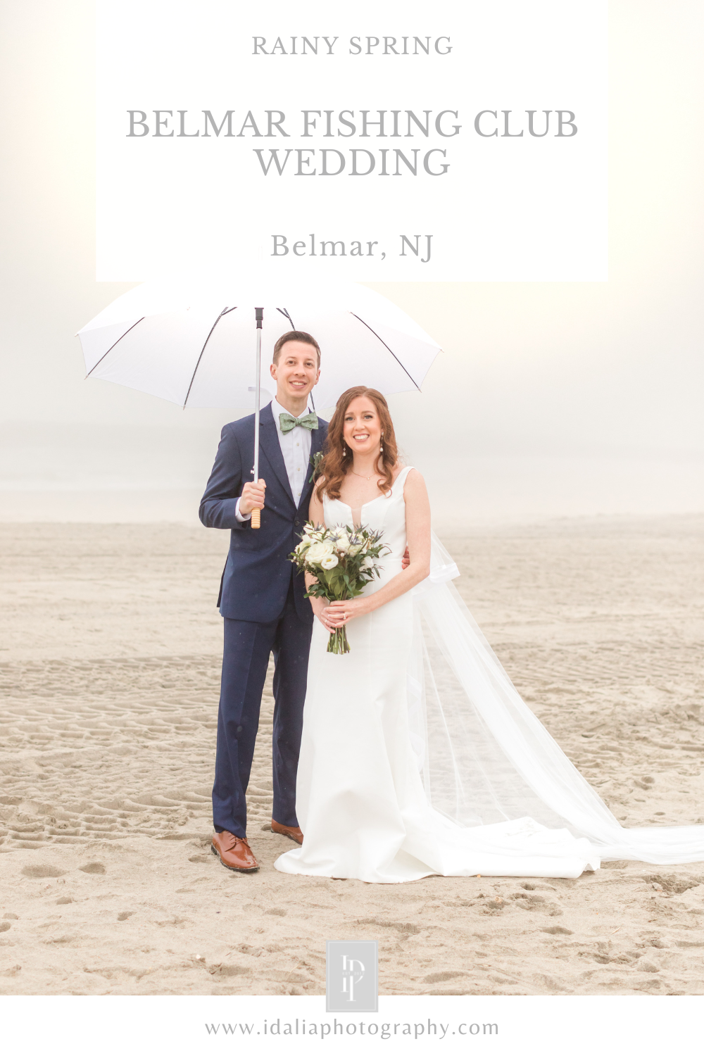 Belmar Fishing Club wedding day with foggy beach portraits in Belmar, NJ photographed by New Jersey wedding photographer Idalia Photography