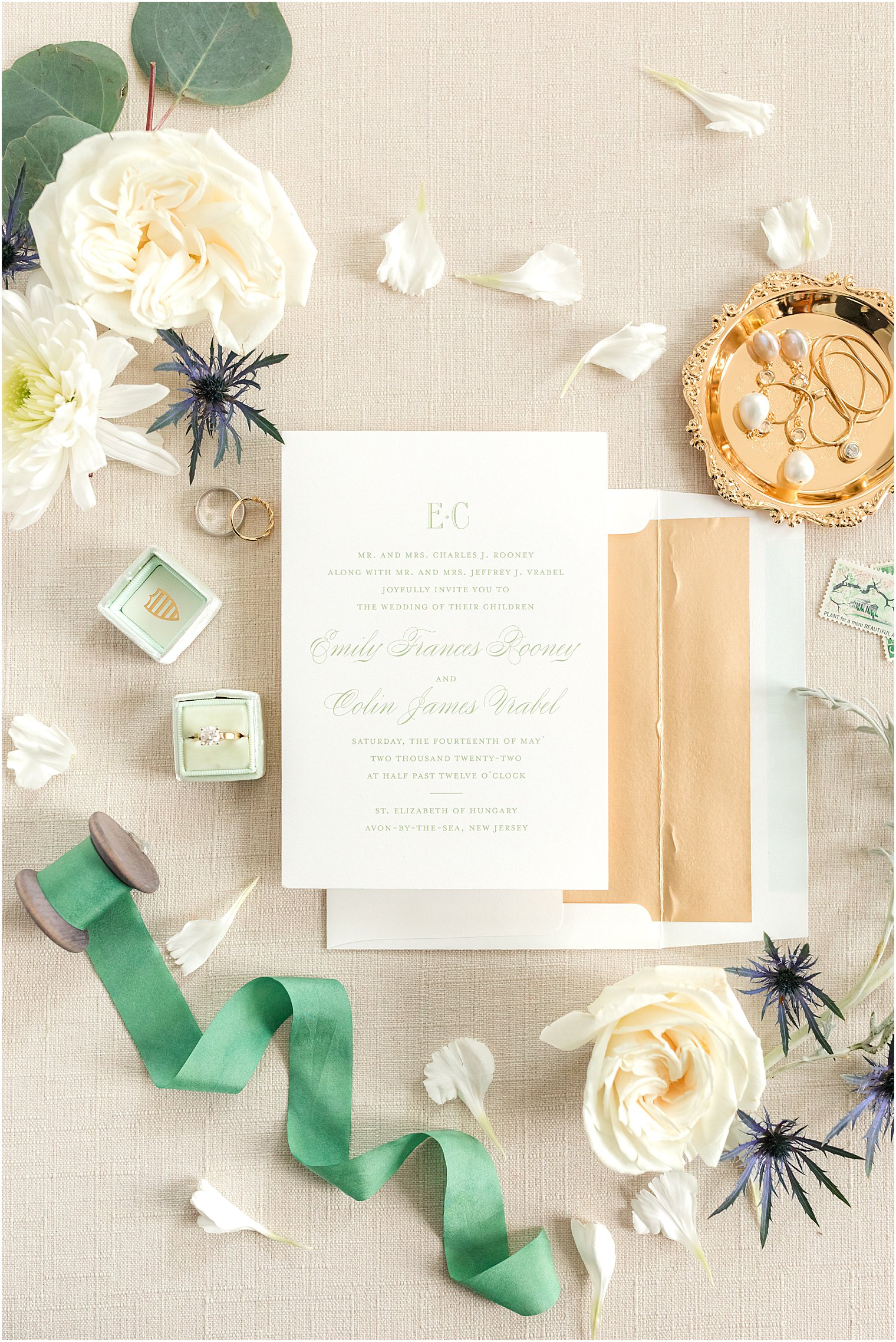 invitation suite for summer Belmar Fishing Club wedding