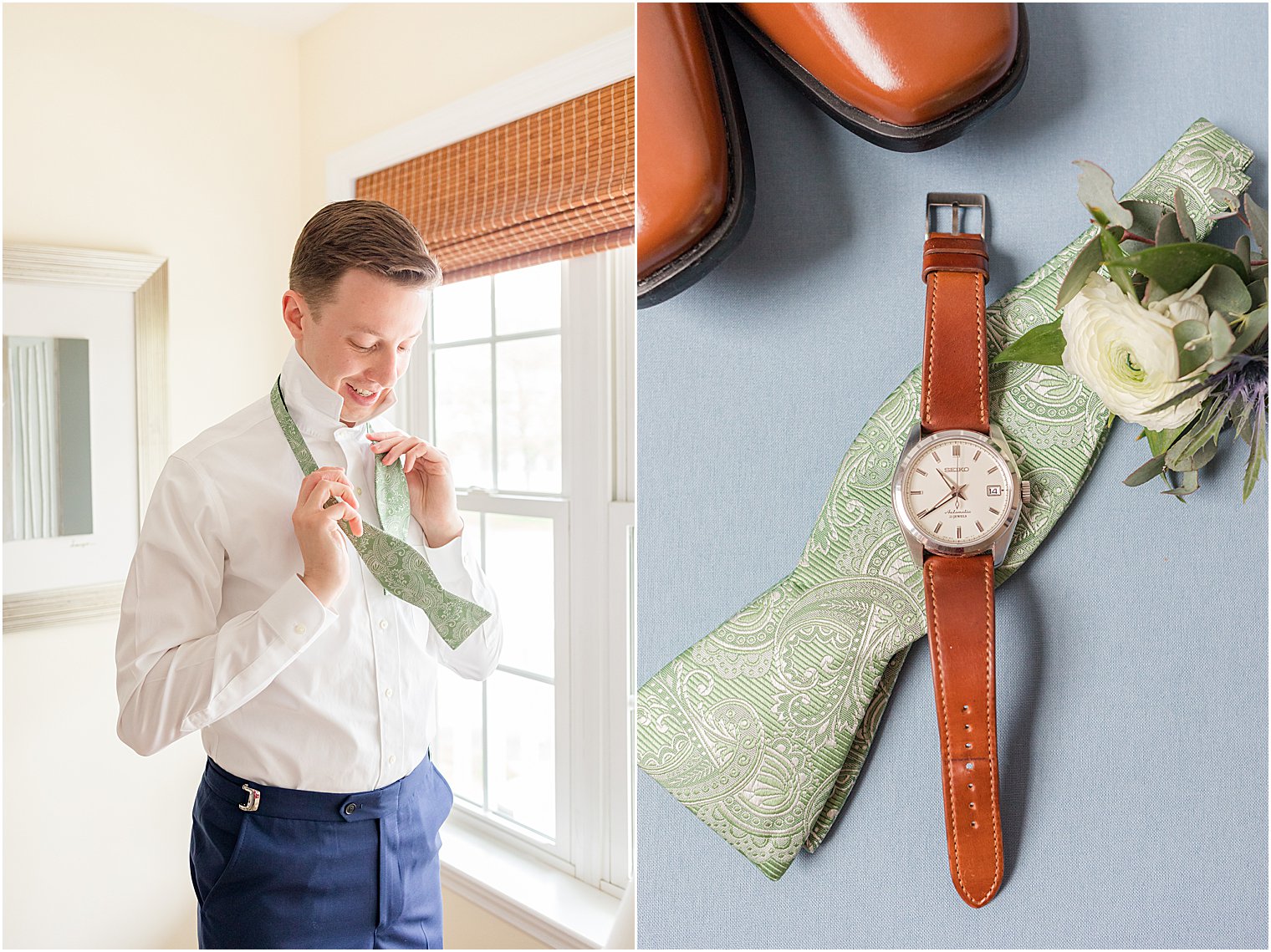 groom prepares for NJ wedding day