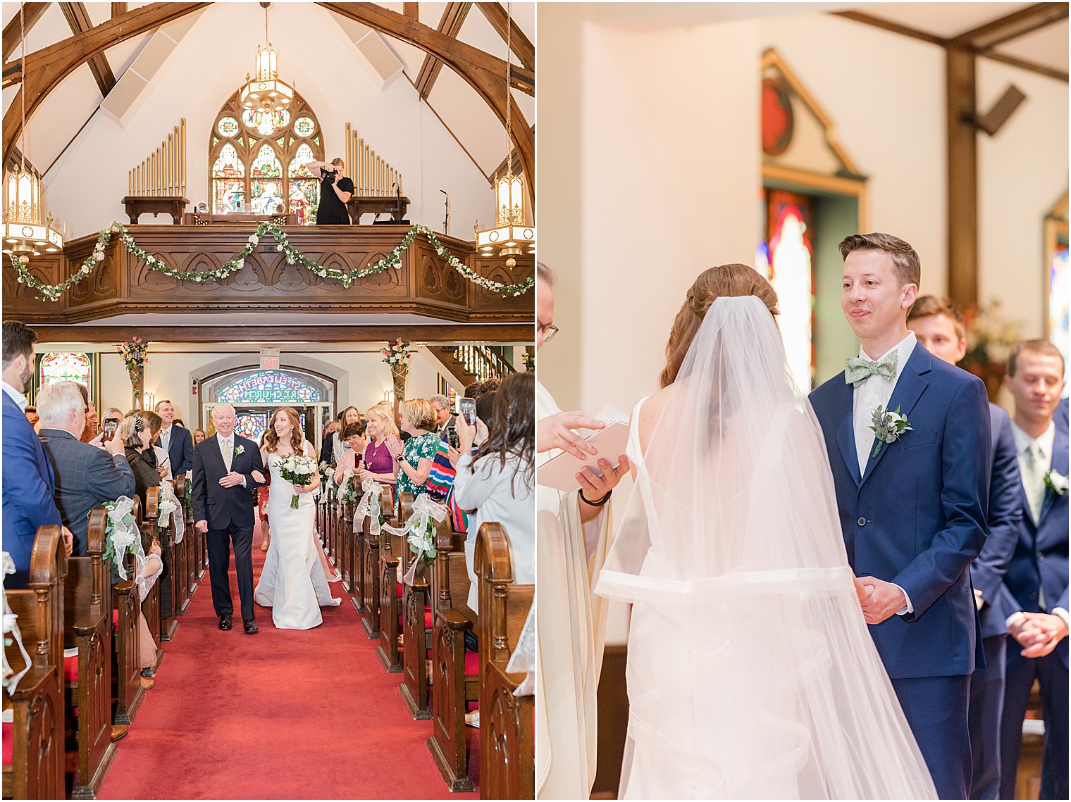 bride and groom walk down aisle at Avon-by-the-Sea