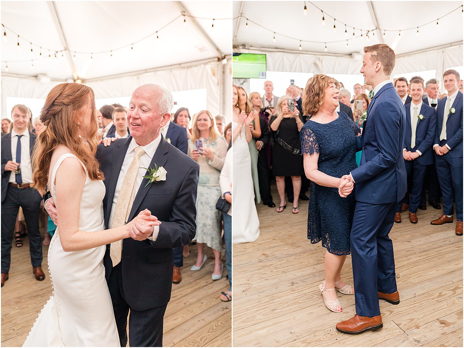 parent dances during NJ wedding reception at Belmar Fishing Club
