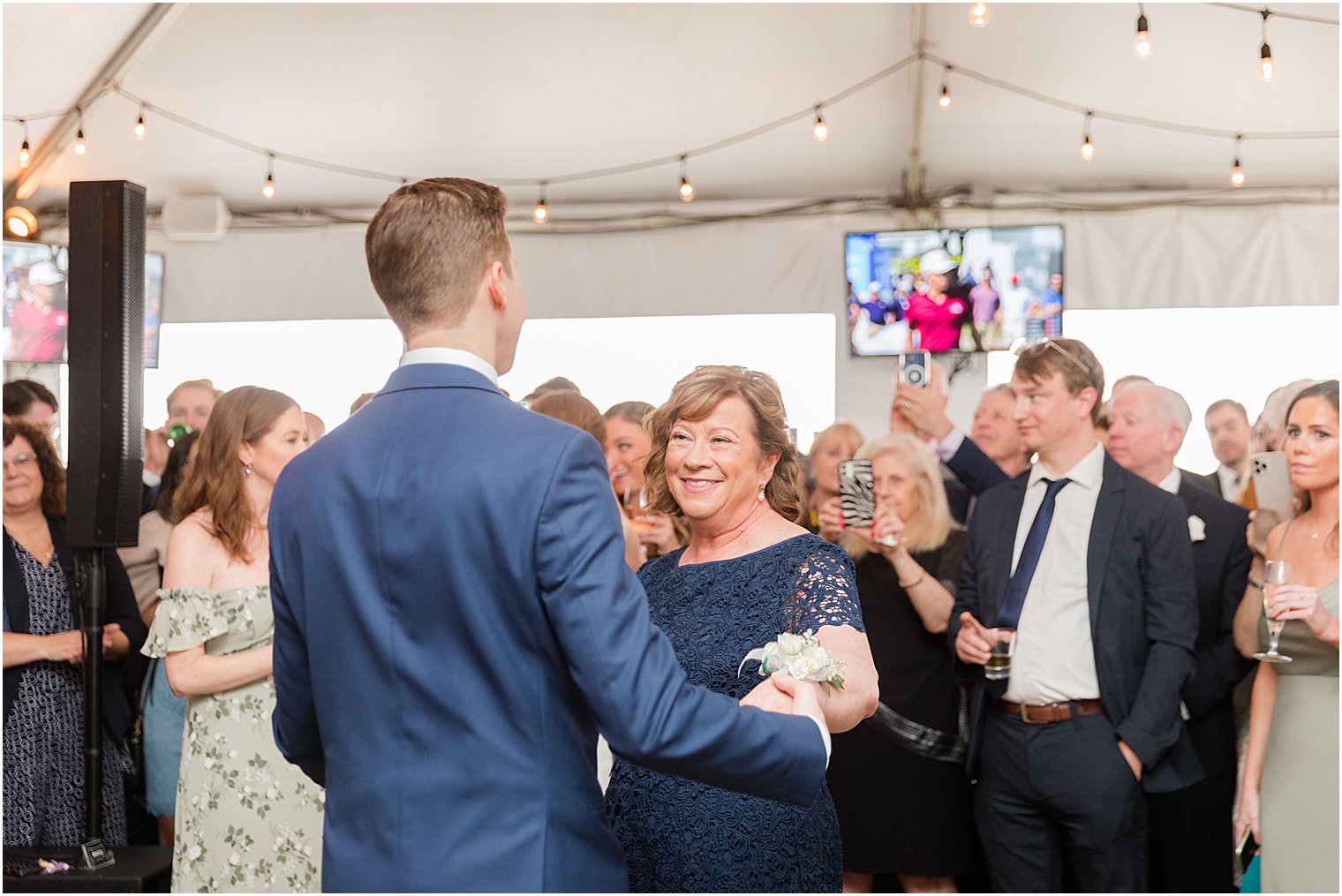 groom dances with mom during NJ wedding reception