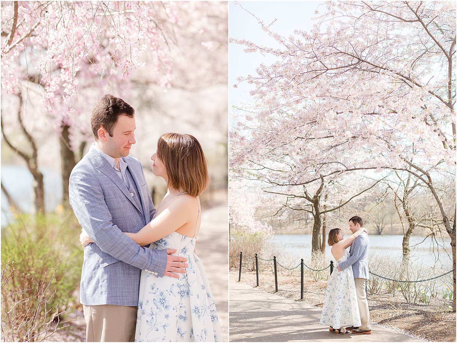 spring engagement session at Branch Brook Park with cherry blossoms